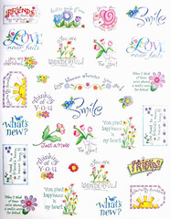 FLOWER WORD SAYINGS STICKERS SEALS 8.5″ X 10 1/2″ Sheet Friends Love #65
