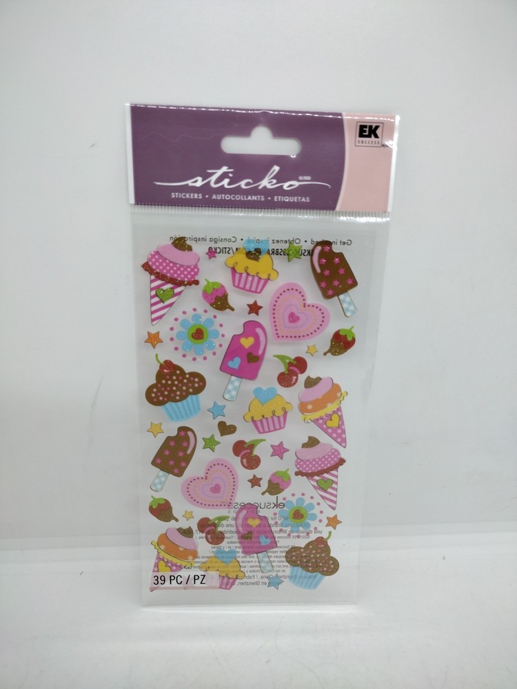 Sweet Heart Sweets Sticker Sheet Ice cream Cupcakes Sticko