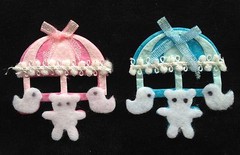 2 Mobiles mobile baby Babies boy girl blue pink Fabric handmade mulberry paper