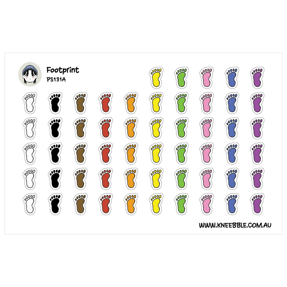 Footprint Planner Stickers – Colorful Decorative Planner Sticker Sheets for Dail