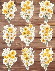 Daffodils Flower Die Cut Vinyl Stickers Set Scrapbooking Laptop WaterBottle