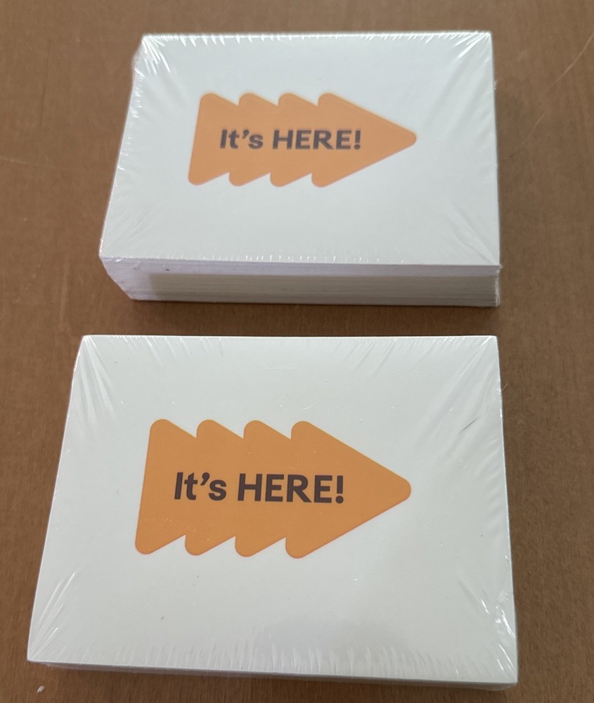 2 Packages of “It’s Here” Arrow Stickers – See Description