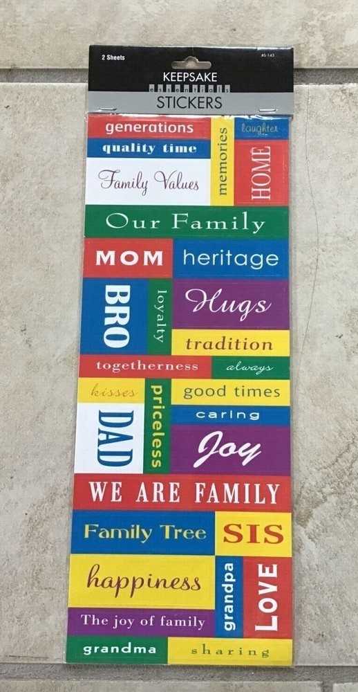 2 SIDED LARGE KEEPSAKE ESSENTIALS FAMILY TITLE & PHRASE SCRAPBOOKING STICKERS *