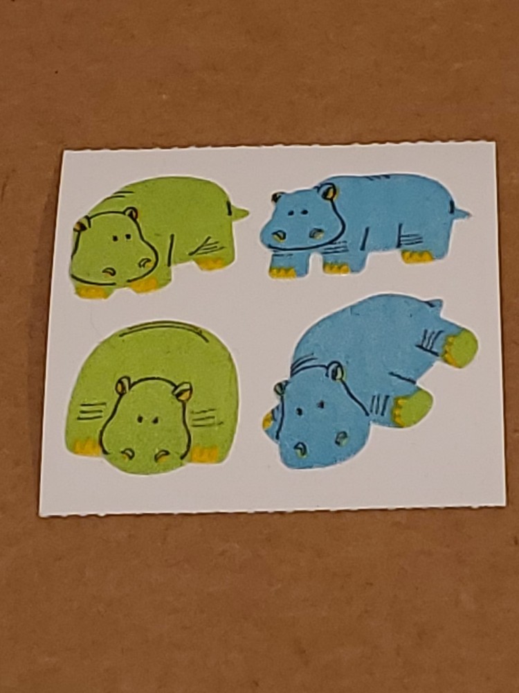 Vintage 80’s Great Seven 7 FUZZY Hippos Hippopotamus Sticker Mod