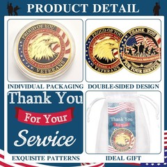 100 Pcs Military Challenge Coins Gift Bulk Thank You for Your Service Militar…