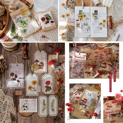 Nature Floral Plant Stickers Set – 320 Pieces Transparent Pressed Flower Decals