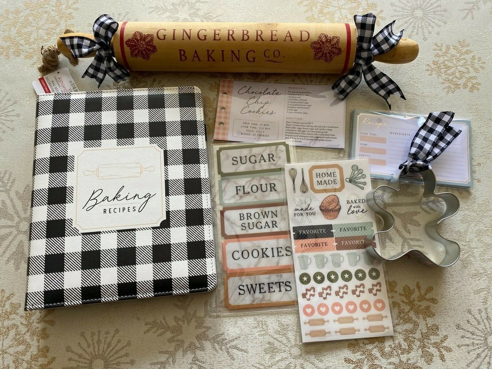 RECOLLECTION 179 PC BAKING RECIPE PLANNER KIT WALL ART ROLLING PIN ~ NEW