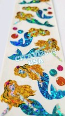 HAMBLY STUDIOS STICKERS PRISMATIC GLITTER MERMAIDS MYTHICAL OCEAN VINTAGE RARE