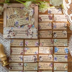 50Pcs Vintage Words Tag Stickers Journal Planner Scrapbooking Decorative Collage