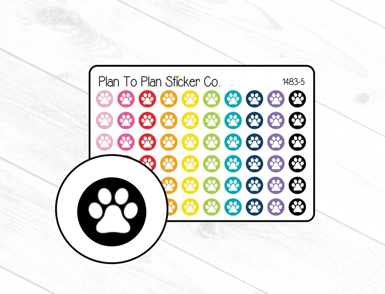 1483-5 Paw Print Icon Planner Stickers.