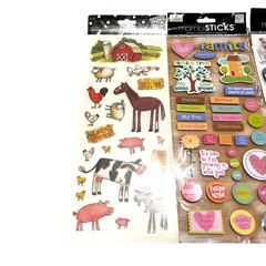 Mambi Sticks Sticker Set Farm Animals Family Dogs Adopt a Pet 3D Scrapbooking