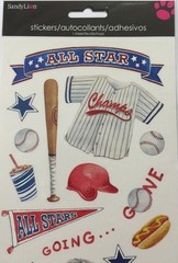 BASEBALL Clear Mylar Stickers Approx.5.5″x12″All Star•Glove•Jersey•Players •Ball