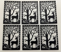 Christmas Die Cuts * Forest Deer Scene * Set of Six * Black or White Cardstock
