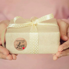 500pcs Kraft Paper Thank You Stickers Vintage Handmade With Love Labels