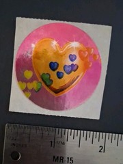Vintage Stickers Lisa Frank Rainbow Hearts Music Notes Foil Sticker Mod 80s FLAW