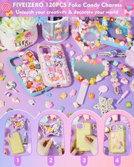 120 Pcs Cute Candy Slime Charms Kawaii Flatback Resin Charms for DIY Phone Case