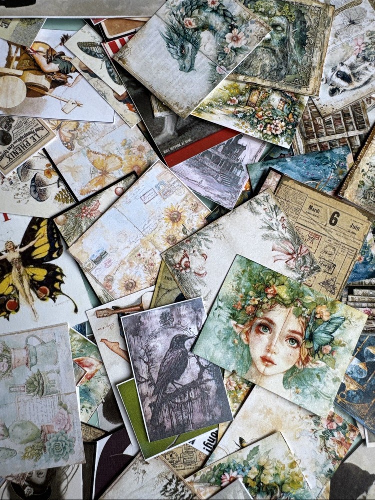 100+ piece ( Mini Cuts ) Lot Junk Journal Ephemera read description KIT