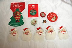 Christmas Pins and Stickers Vintage Assortment Lot of 11 X1064