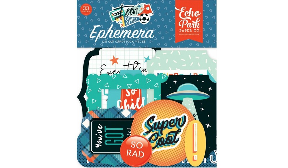 1 Pack of Echo Park Paper TEEN SPIRIT BOY Theme Ephemera Pieces
