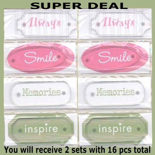 2 Sets PAPERBILITIES / PAPER BLISS CLEAR ACRYLIC LABELS MEMORIES 16 pcs TOTAL