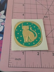 Vintage Stickers Illuminations Cat Gold Foil Embossed Sticker