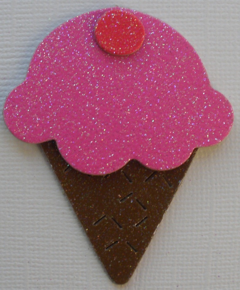 {6} PiNK ICE CREAM CONES – GLiTTER Birthday Invitations Chipboard Die Cuts