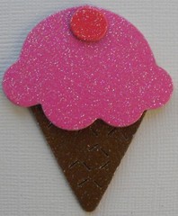 {6} PiNK ICE CREAM CONES – GLiTTER Birthday Invitations Chipboard Die Cuts
