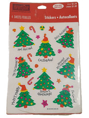 Vintage Hallmark Happy Christmas Tree Sticker Sheets Pack of 4 sheets