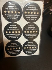 5 Star Review Delivery Labels,2 inch 60 pcs Thank You for Your Order Stickers