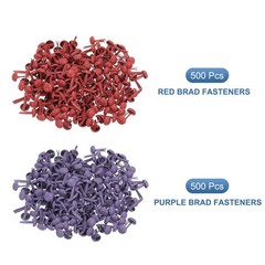 1000 PCS Paper Brass Fasteners Split Pins, Red/Purple, 4.5 x 8 mm