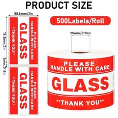 3×5 Inch 500 Pcs Handle with Care Thank You Glass Stickers Fragile Glass
