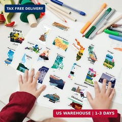 50PCS State Stickers, Travel USA Stickers for Luggage,Scrapbook,Water Bottle, Un