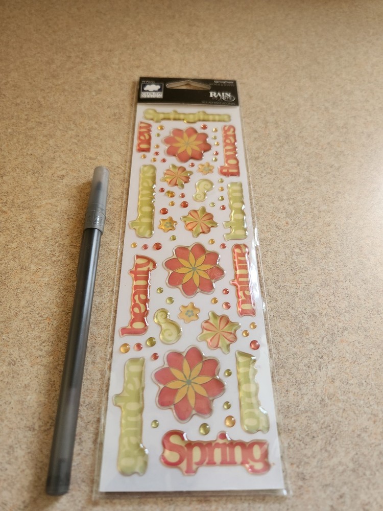 Cloud 9 Designs/Rain Dots~Springtime Words and Shapes dimensional Stickers