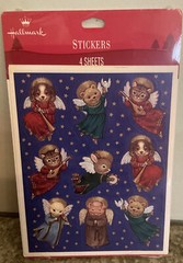 Vintage Set of 4 Sheets Hallmark Adorable Animal Angels Minstrels Stickers NIP