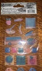 ECOLE Crystal Stickers Back To School Spirit Bus Books Crayons ABC Art Scrapbook