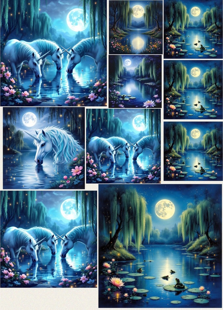 Unicorn Decoupage Rice Paper For Ornament-Wood Art Collage A4 1 Sheet