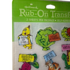 NEW Vintage 1981 Hallmark Rub On Transfers Fruit & Vegetable Quotes 2 Sheets/pk