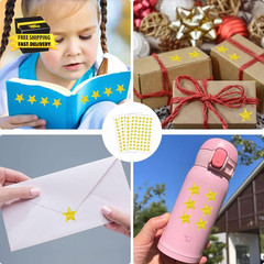1800 PCS Gold Star Stickers, 30 Sheets Holographic Gold Star Sticker for Kids Re
