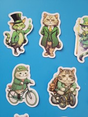 STICKERS x 10 Cat Kitty Bike Vintage Lucky Kitten Cartoon CAT1