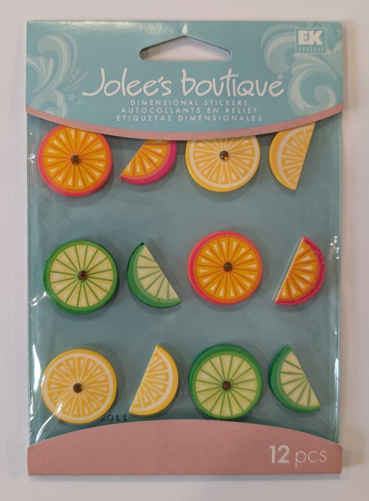 RARE Jolee’s Oranges Lemons Limes Citrus Fruits Cabochons Scrapbooking Stickers