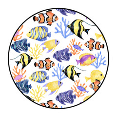 FISH OCEAN UNDER THE SEA ENVELOPE SEALS STICKERS LABELS TAGS 1.5″ ROUND (30)