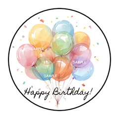 HAPPY BIRTHDAY BALLOONS STICKERS ENVELOPE SEALS LABELS 1.5″ (30) FAVORS TAGS