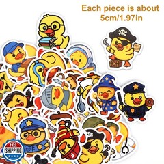 50pcs Duck Sticker for Kid, 50 Style Cute Animals Stickers Yellow Duck Occupa
