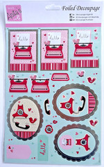 Anita’s Foiled Decoupage Happy Birthday Tea Party Hello Craft Cardmaking 3pc Lot