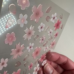 Pink Cherry Blossom Sakura Dimensional Planner Stickers Scrapbooking Journal