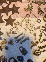 CRAFTERS MUST SEE!! Massive Metal Embellishment Lot For Mixed Media/scrapbooking