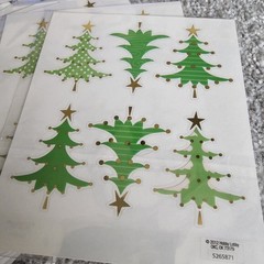 Christmas Stickers Green Christmas Trees Gold Ornaments Mix Of New & Open Packs