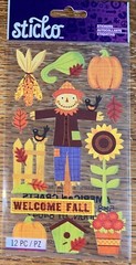 STICKO Welcome Fall ScareCrows Sunflowers Harvest Season Pumpkins Corn Stickers