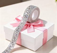 2 Pack 1Cm/0.39In Self Adhesive Crystal Tape, 1 Yard Each Rhinestone Ribbon Wrap