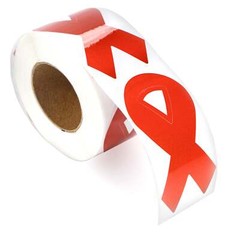 Large Red Awareness Ribbon Stickers 3×1.5 In 1 Pack (250pcs)